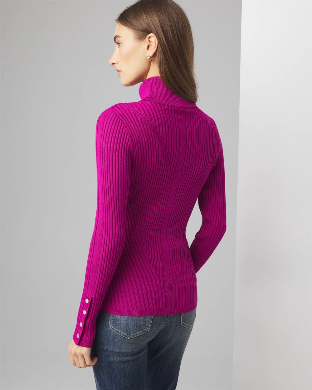 Pink ribbed turtleneck sweater top